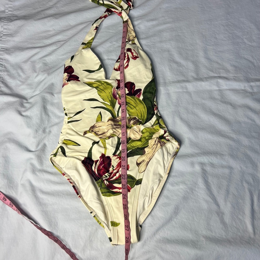 Robin Piccone Moana Floral Plunge One Piece Halter Swimsuit Tropical NEW - Picture 9 of 14